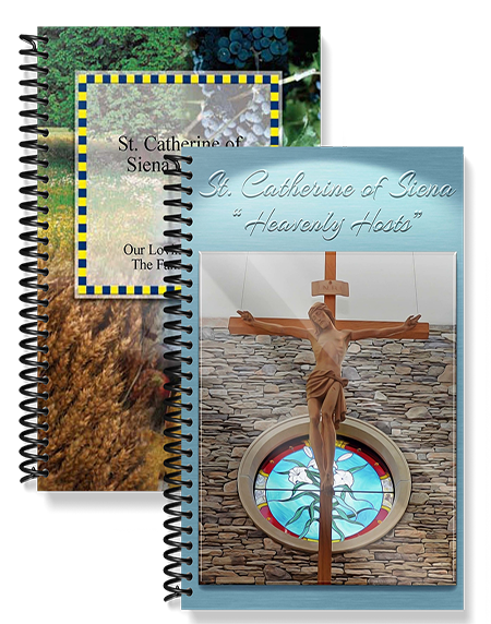 Fundraising cookbook cover of St. Catherine of Siena Heavenly Hosts church cookbook