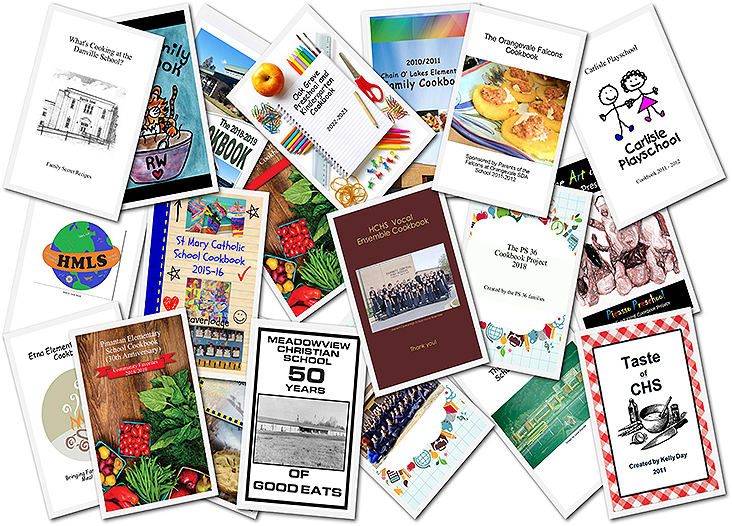 Professionally designed school fundraising cookbook covers available on CookbookFundraiser.com
