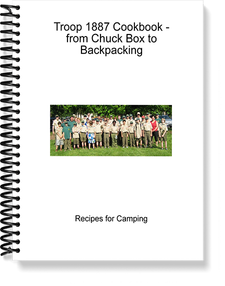 Scouting cookbook cover for Troop 1887 Cookbook - from Chuck Box to Backpacking fundraising project