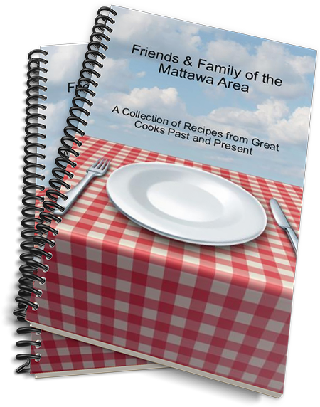 Fundraising cookbook cover of Friends & Family of the Mattawa Area community fundraising cookbook
