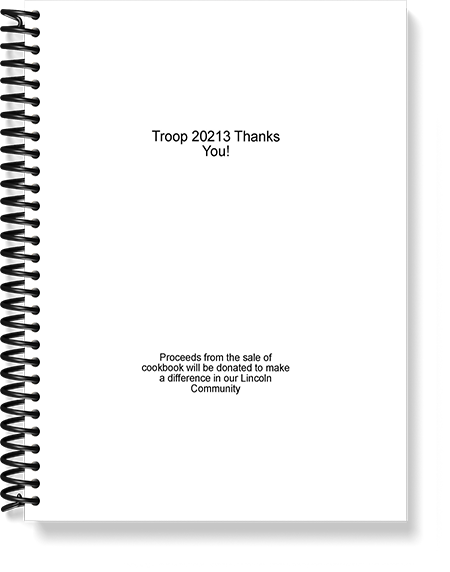 Troop 20213 Thanks You! Scout fundraising cookbook cover